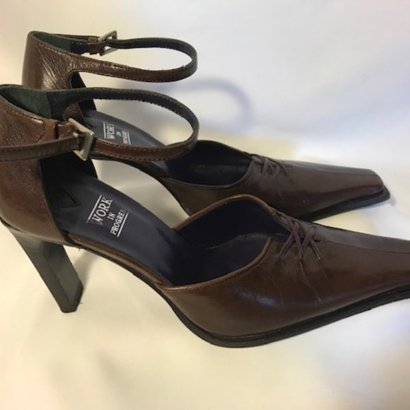 Work in Progress Genuine Leather Ankle Strap Heel - Picture 4 of 5